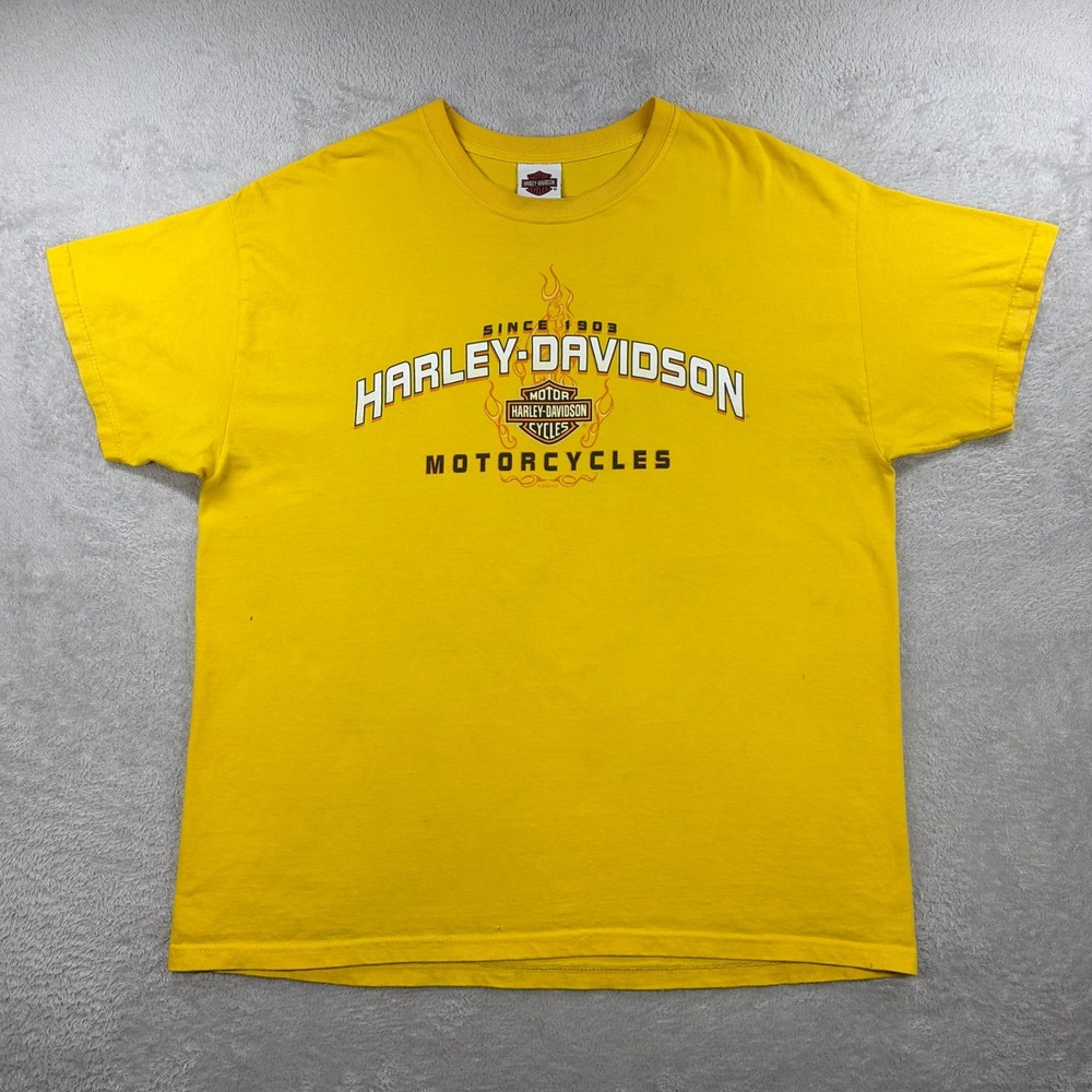 Harley-Davidson T-Shirt Men XL Yellow 2005 Omaha Nebraska Holsteins Graphic Tee